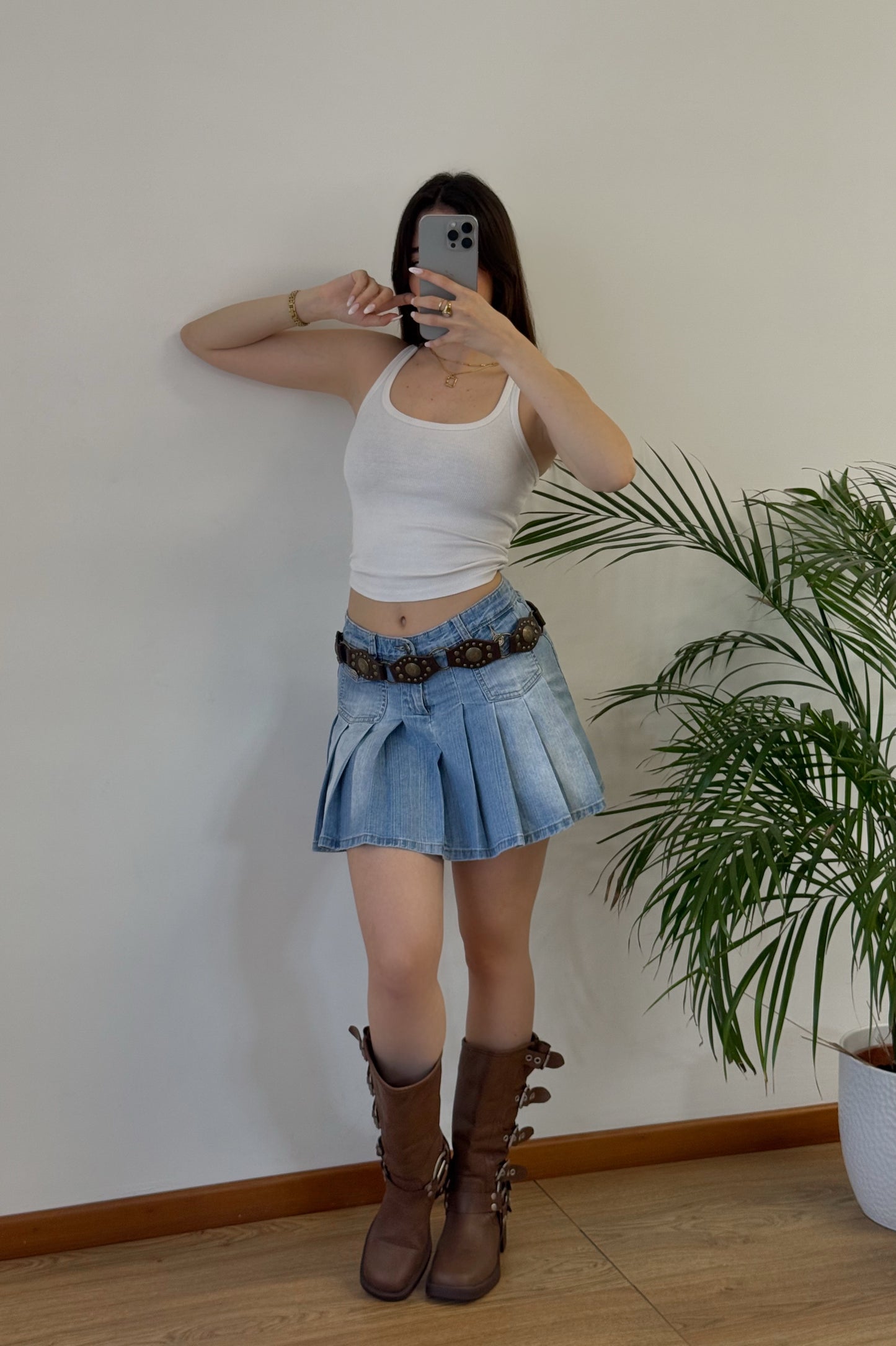Y2K denim skirt