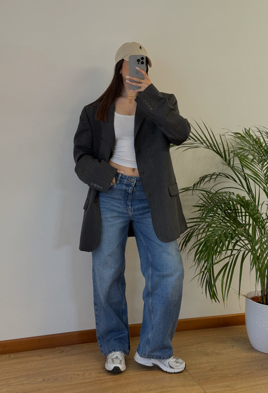 100% wool pinstripe blazer