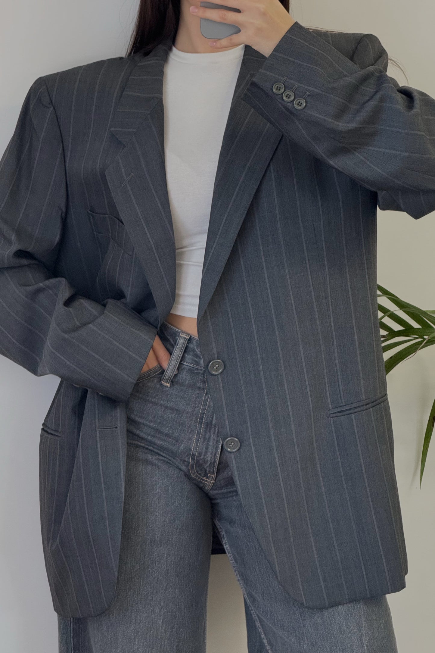 Vintage blazer gessato 100% lana