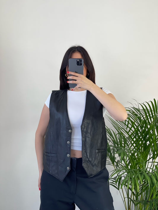 Real leather vest