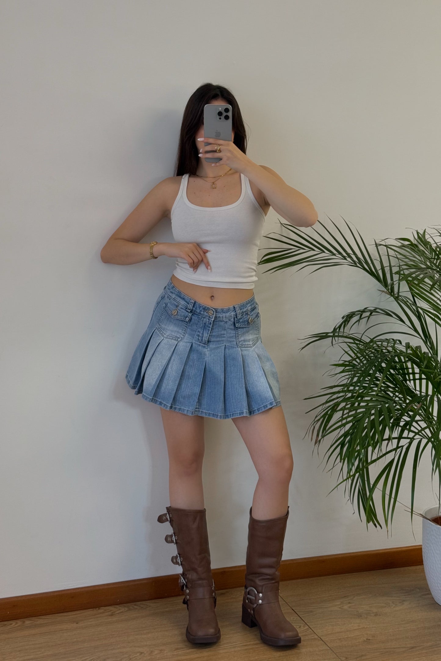 Y2K denim skirt