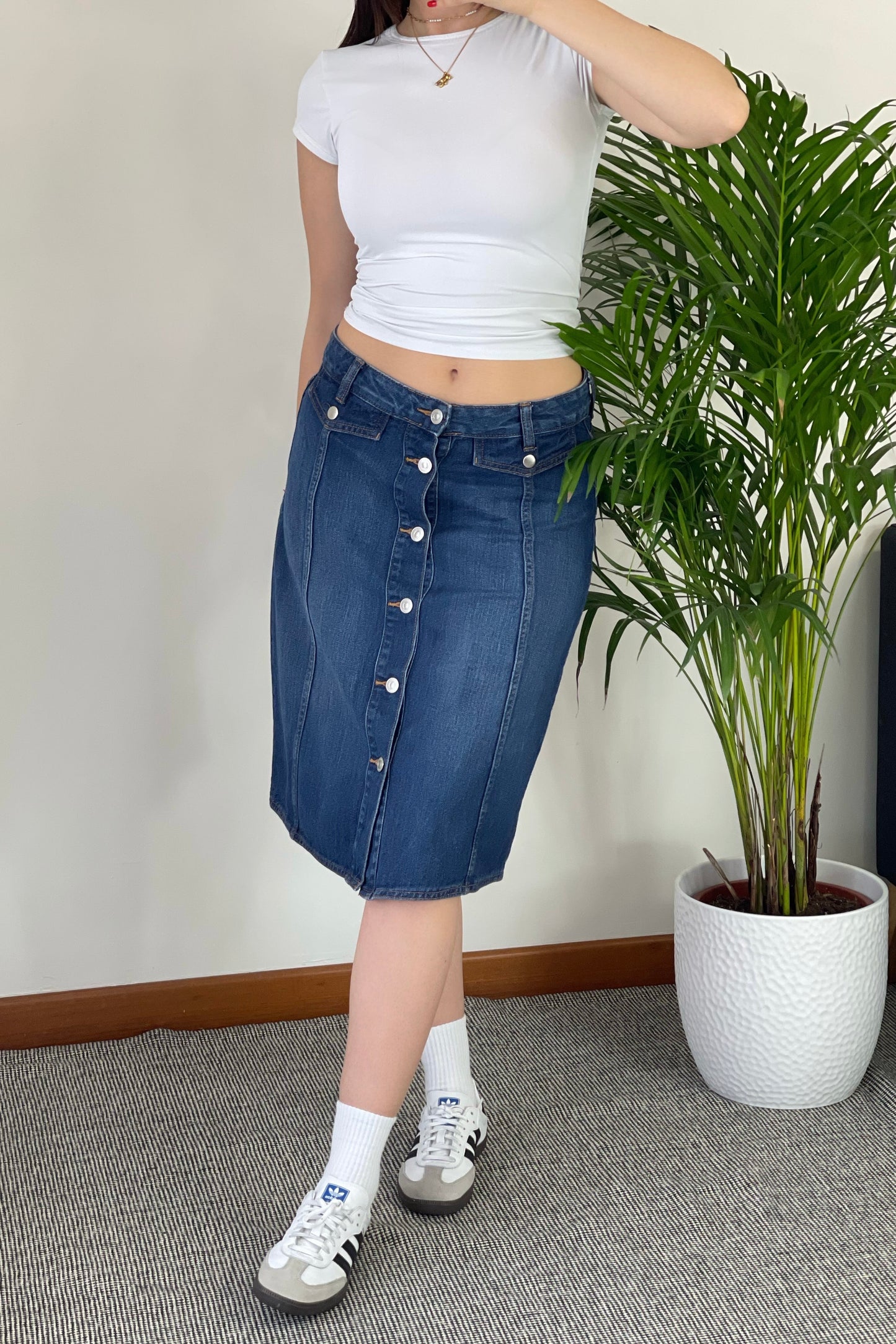 Denim midi skirt