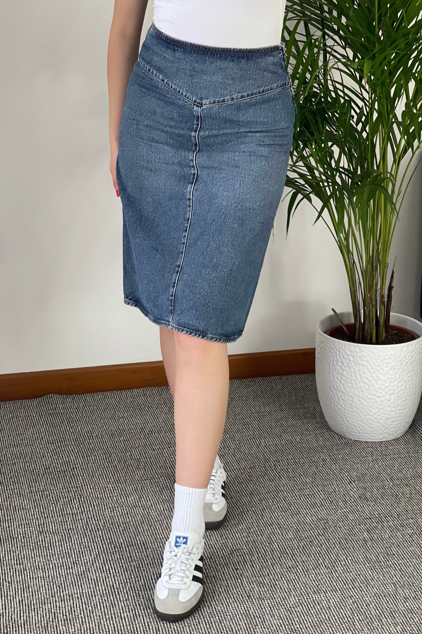 Denim midi skirt